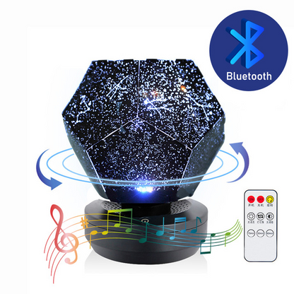 Teal Simba Bluetooth speaker with star light projector displaying galaxy LED stars, perfect for Christmas decor.