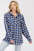 Lime Milo oversized boyfriend plaid checkered flannel top with long sleeves and classic button-down front.