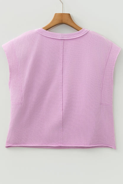 Byzantium Bay solid mineral wash boxy tank top displayed on a hanger, showcasing its relaxed fit and soft fabric.