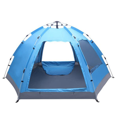 Teal Simba automatic family tent, waterproof pop-up design ideal for camping and hiking outdoor adventures.