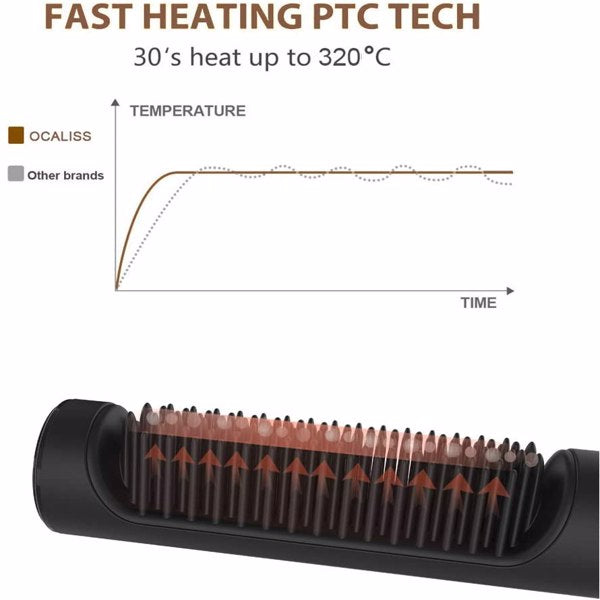 Teal Simba ionic ceramic hair straightener brush with hot comb design for smooth, straight hair styling.