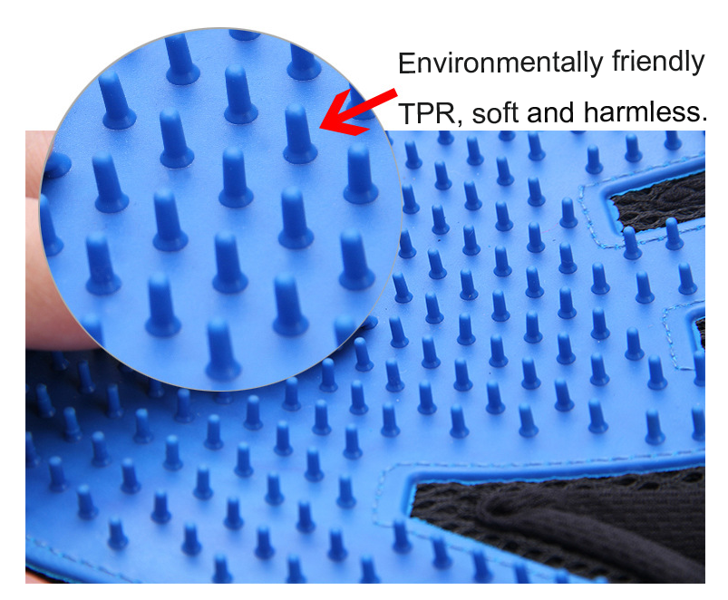 Lilac Milo pet hair remover gloves for grooming, showing the textured silicone surface and flexible design for pet fur removal.