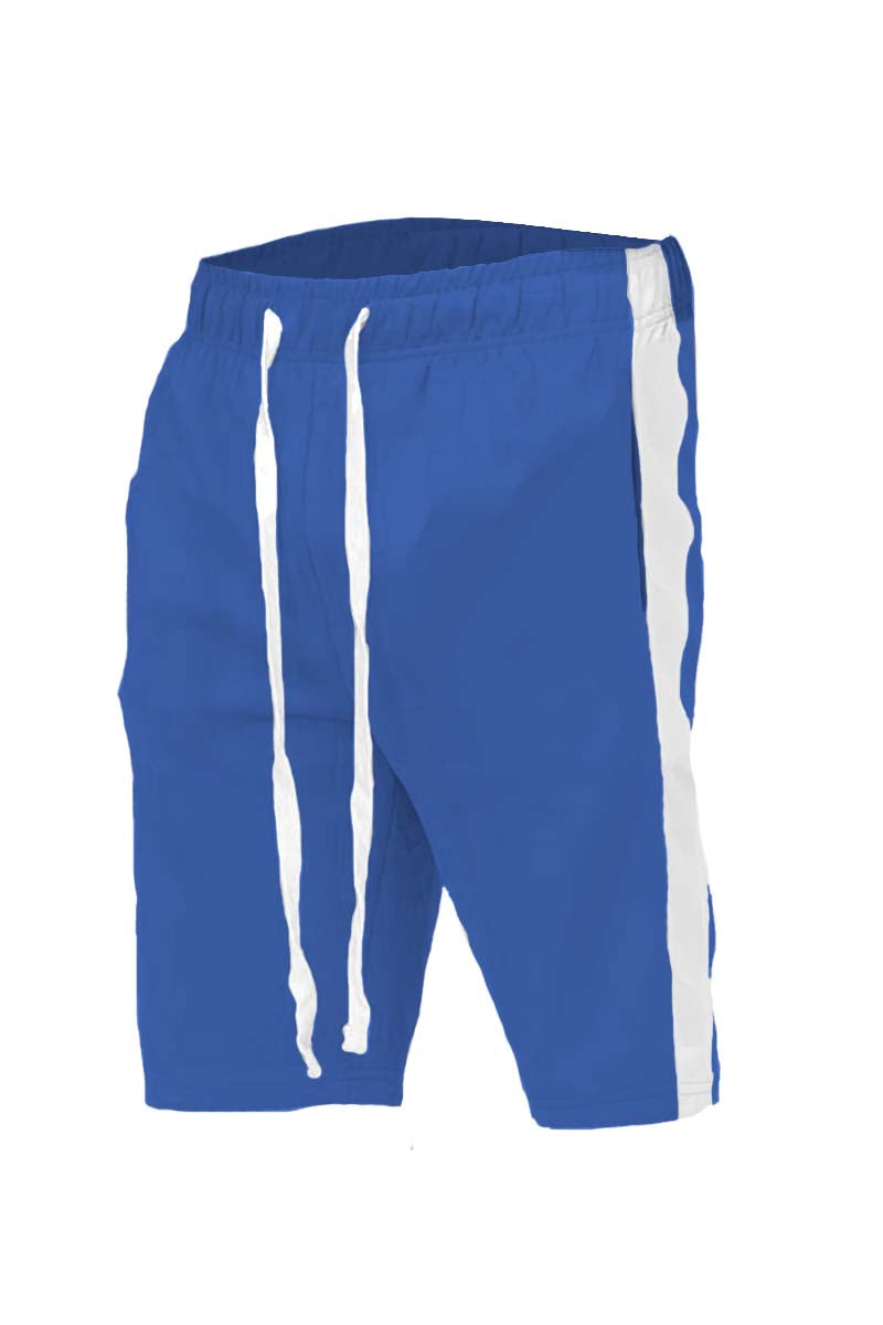 Lime Milo single stripe shorts in lightweight fabric, featuring a relaxed fit and comfortable waistband.