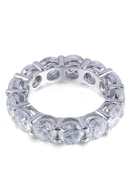 925 silver oval cubic zirconia band ring with a polished finish, featuring sparkling cubic zirconia stones from Ultramarine Birch.