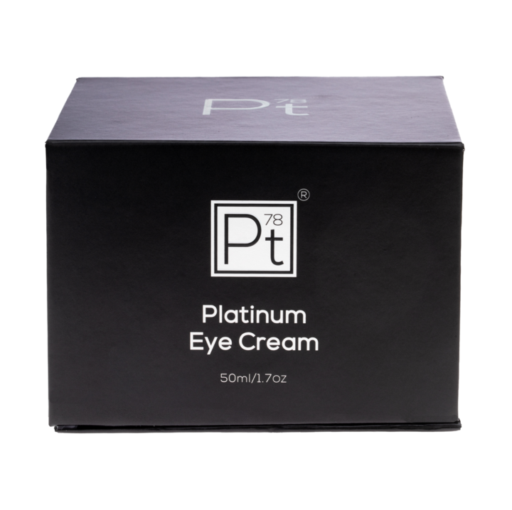 Amaranth Daisy Platinum Eye Cream jar showing the skincare product with silver accents and the brand logo on the label.