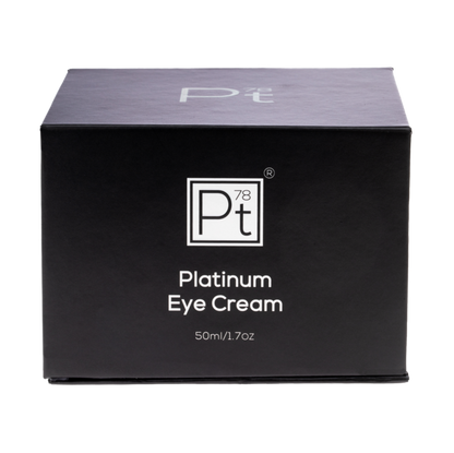 Amaranth Daisy Platinum Eye Cream jar showing the skincare product with silver accents and the brand logo on the label.