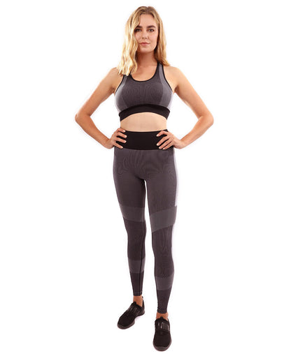 Black Lazurite Arleta seamless leggings and sports bra set, fitted women&
