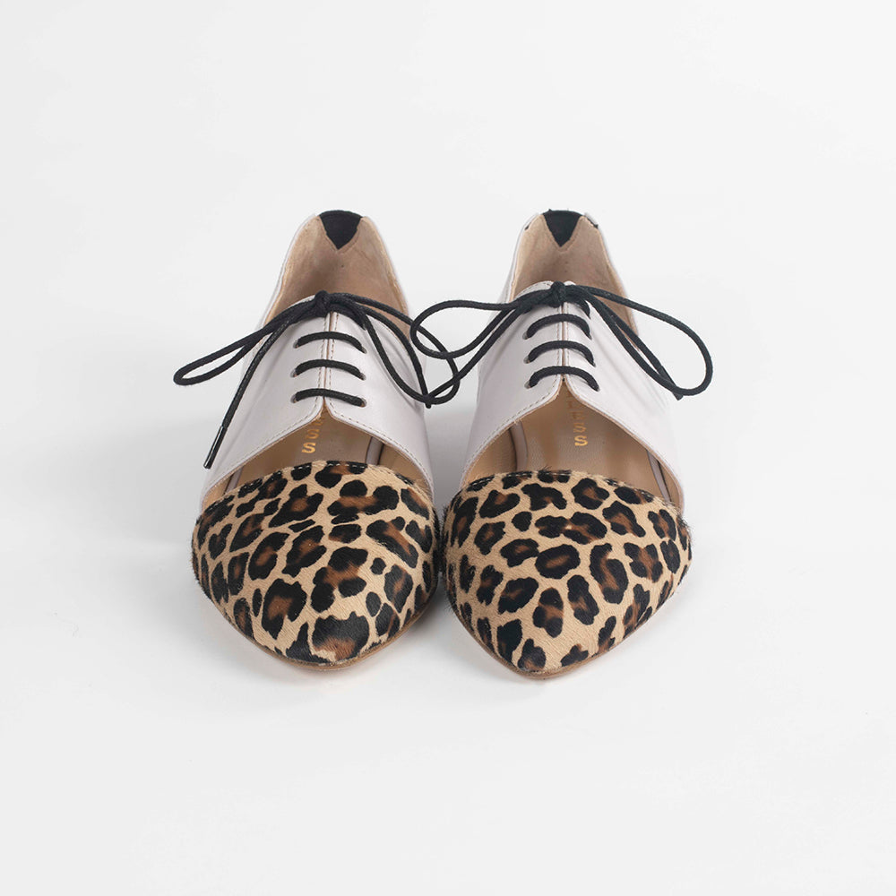 Pink Tulip calf hair leather flats, Indigenous by Lordess, featuring stylish and comfortable slip-on shoes with a textured finish.