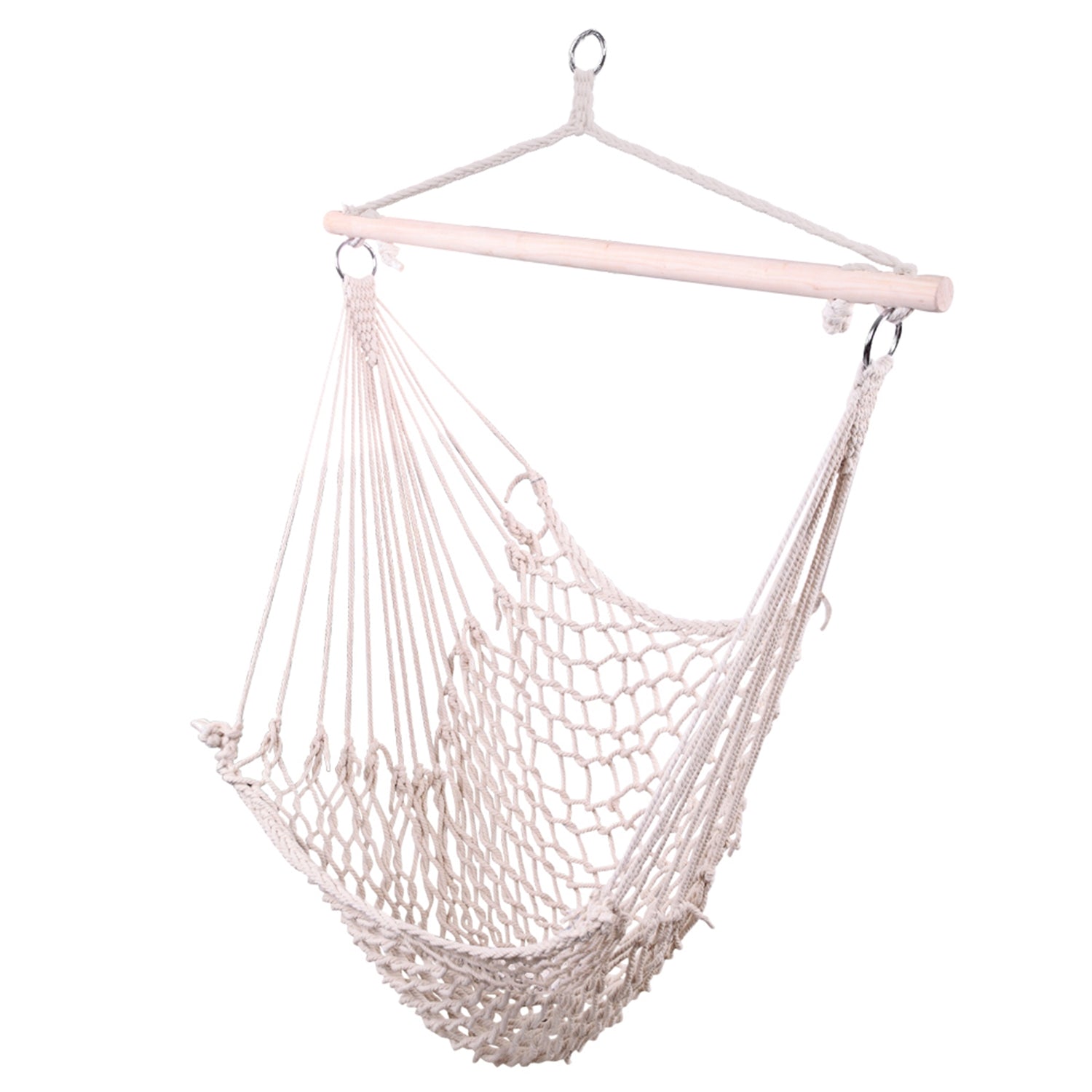 Lilac Milo hanging rope sky chair swing for indoor or outdoor home and garden relaxation, featuring a durable woven design.