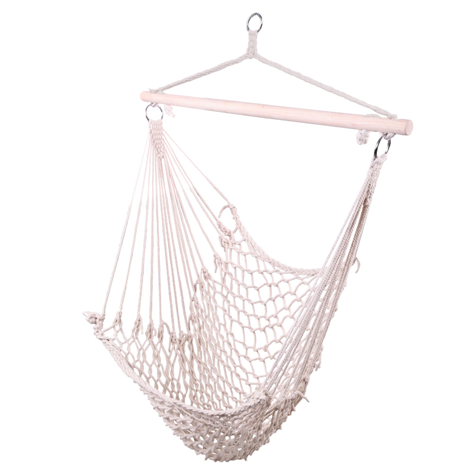 Lilac Milo hanging rope sky chair swing for indoor or outdoor home and garden relaxation, featuring a durable woven design.