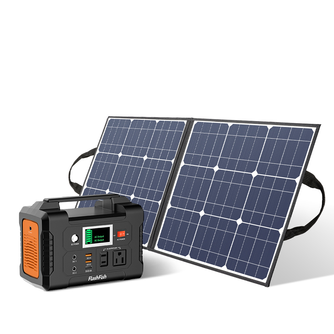 Lilac Milo 200W portable power station with 50W 18V solar panel for outdoor camping and emergency power supply.
