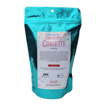 Colorful Orchid Missy Bath Bomb Confetti in a bath setting, showcasing vibrant, mixed-shaped bath &amp; beauty product pieces.