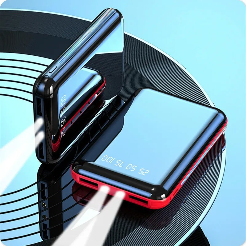 Carmine Juneberry VoltMate 30000mAh Mini Power Bank with USB ports, compact mobile and laptop charging accessory.