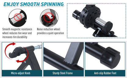Indoor magnetic bike trainer by Taupe Shadow for folding exercise cycling, with a sturdy frame and adjustable resistance.