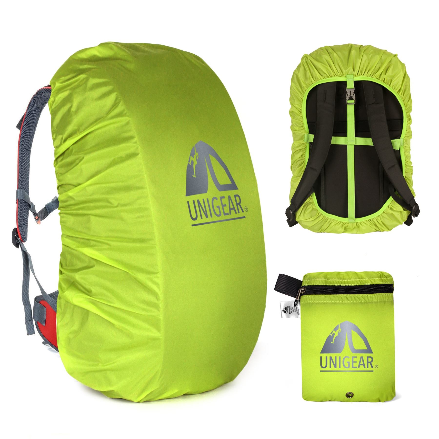 Indigo Eurybia waterproof backpack rain cover for 10L to 90L sports and outdoor backpacks, protects against rain with 5000mm waterproof rating.