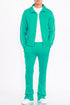 Lime Milo flare stacked track suit with matching jacket and pants, activewear set, stylish and comfortable for workouts or casual wear.