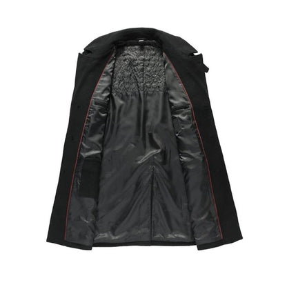 Mens mid-length wool blend coat from Start2Finish, stylish jacket with a tailored fit and classic design, suitable for cold weather.