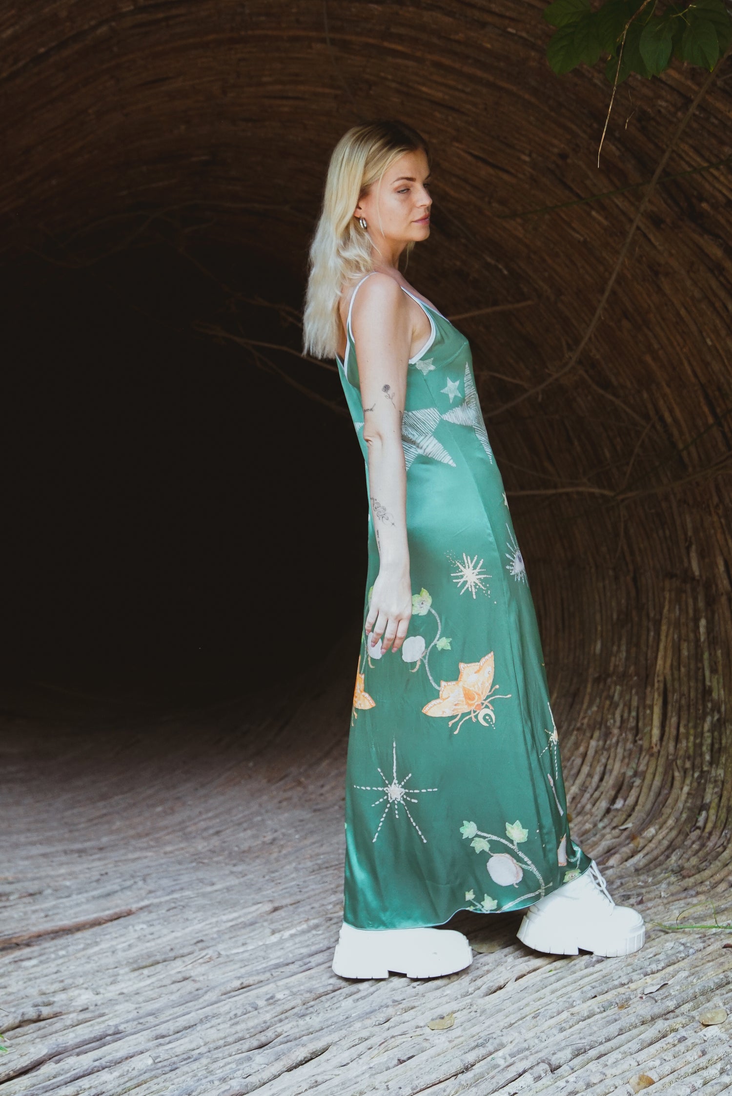 Violet Apollo Andromeda Silk Dress in Jungle Altar, women&