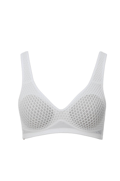 Turquoise Atalanta 3D fitness bra in sleek, supportive lingerie with textured fabric and adjustable straps, designed for active wear.