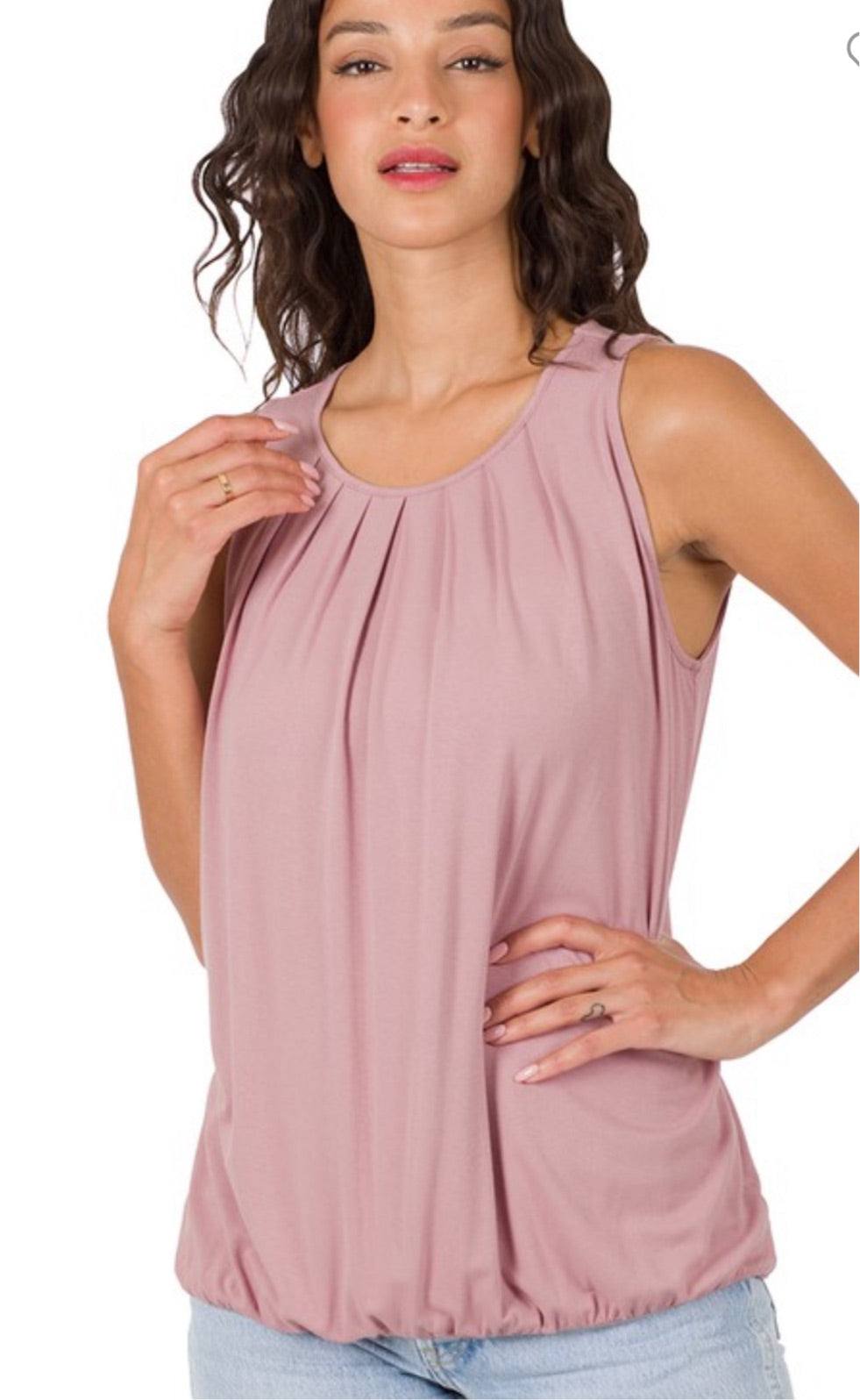 Pink crepe pleated knit top from Ochre Ismene, featuring a stylish design with pleats and a comfortable fit.