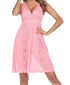 Elegant pink lace and mesh sleeveless nightdress for women by Pink Hades, featuring delicate floral lace and sheer mesh fabric.