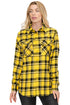 Lime Milo oversize boyfriend plaid checkered flannel top, casual and cozy blouse with a relaxed fit and classic pattern.