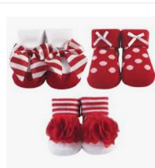 Set of red and striped baby socks from Ochre Ismene, soft and colorful kids and babies gift set with multiple pairs.
