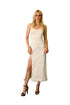 Gray Eos summer formal camisole midi dress with a fitted bodice and flowing skirt, perfect for warm-weather occasions.