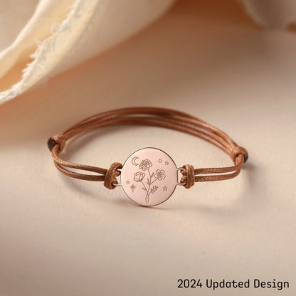 Green Millie birth month flower bracelet featuring a delicate birthflower design, perfect as a thoughtful gift for mothers.