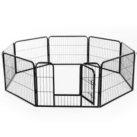 Taupe Shadow PawHut DIY 8-panel heavy-duty powder-coated metal dog playpen with secure pet enclosure for indoor or outdoor use.