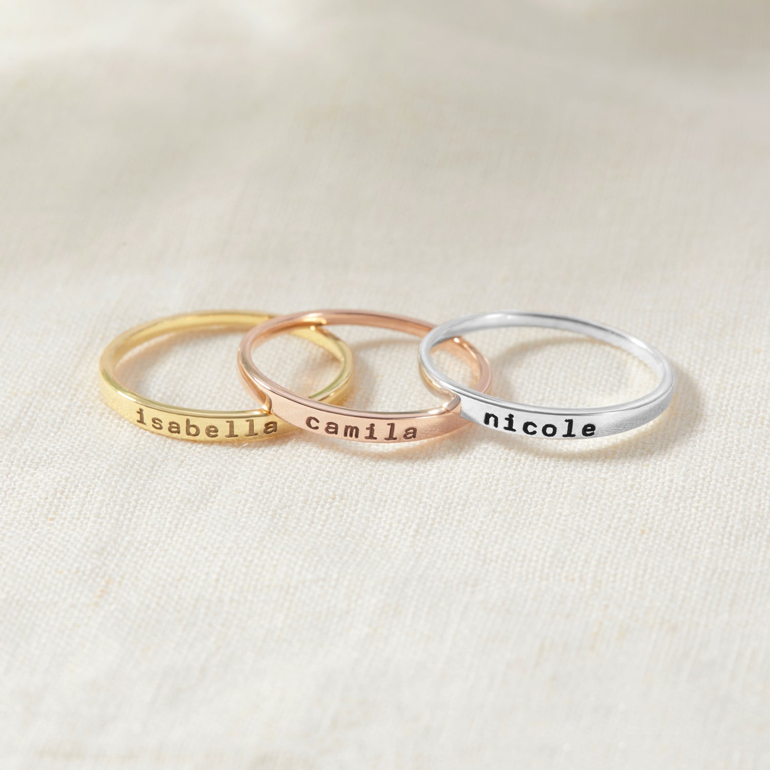 Stackable Mom Rings by Green Millie featuring personalized kids&