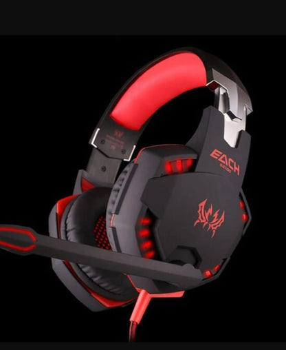 Yellow Pandora Ninja Dragon Stealth G21Z LED vibration gaming headphone for mobile and laptop use, with adjustable headband and colorful LED accents.