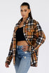 Lime Milo Boyfriend oversized soft flannel shacket in a relaxed fit, featuring a button-up front and plaid pattern.