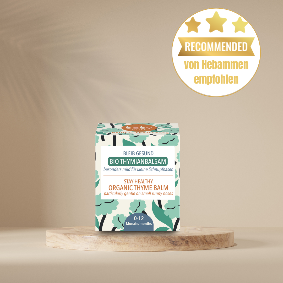 Gray Hercules Babyduft Stay Healthy Thyme Balm for babies 0-12 months, Swiss-made, with a soothing thyme herbal formula.