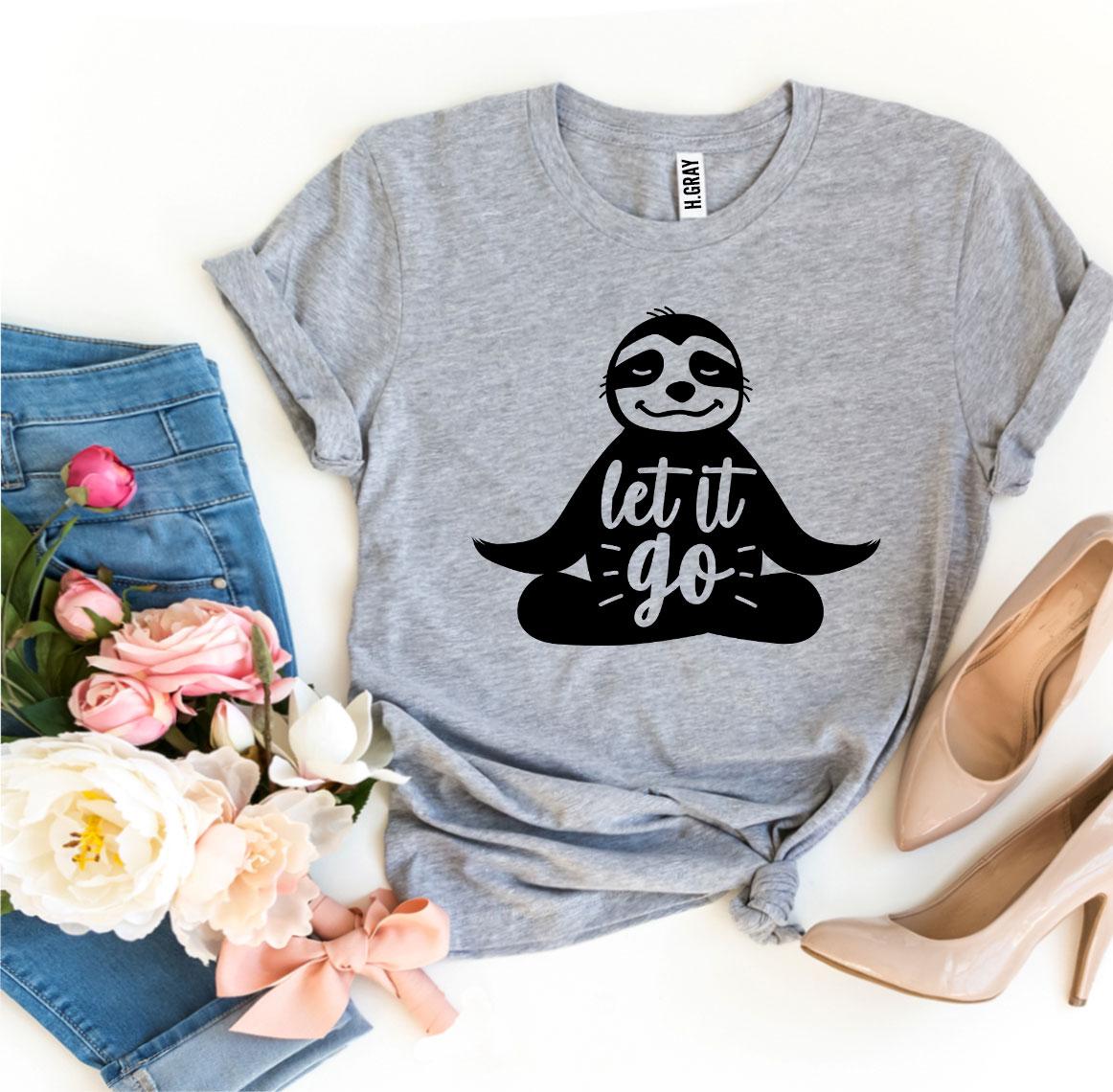 Agate Let It Go T-shirt featuring a casual fit, white fabric, and bold graphic print on the front.