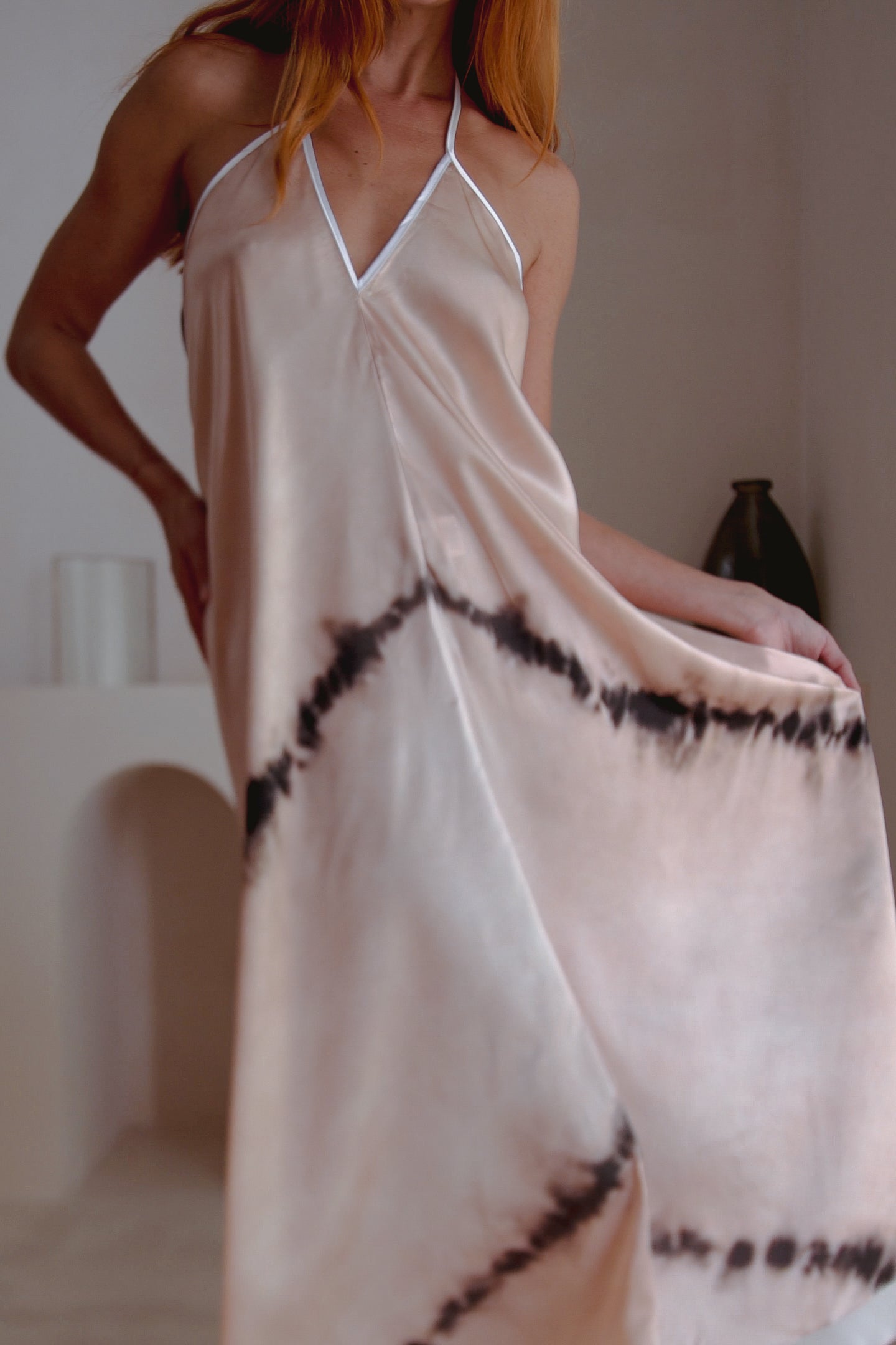 Violet Apollo Altair Silk Halter Dress in Shibori, women&
