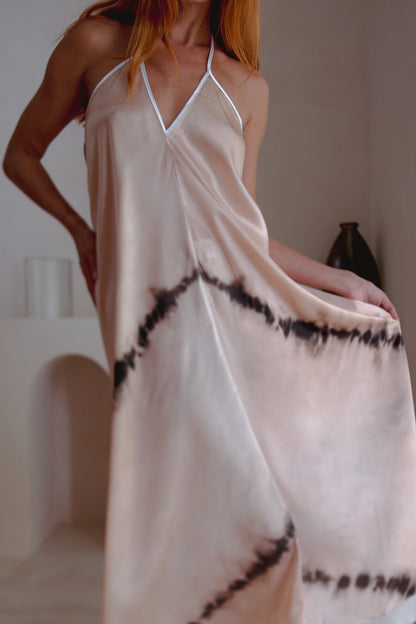 Violet Apollo Altair Silk Halter Dress in Shibori, women&