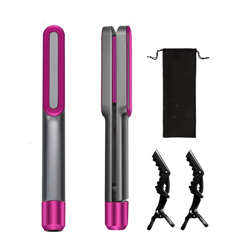 Maroon Asteria professional 2-in-1 hair iron and straightener for thick hair, featuring sleek styling tools with ceramic plates.