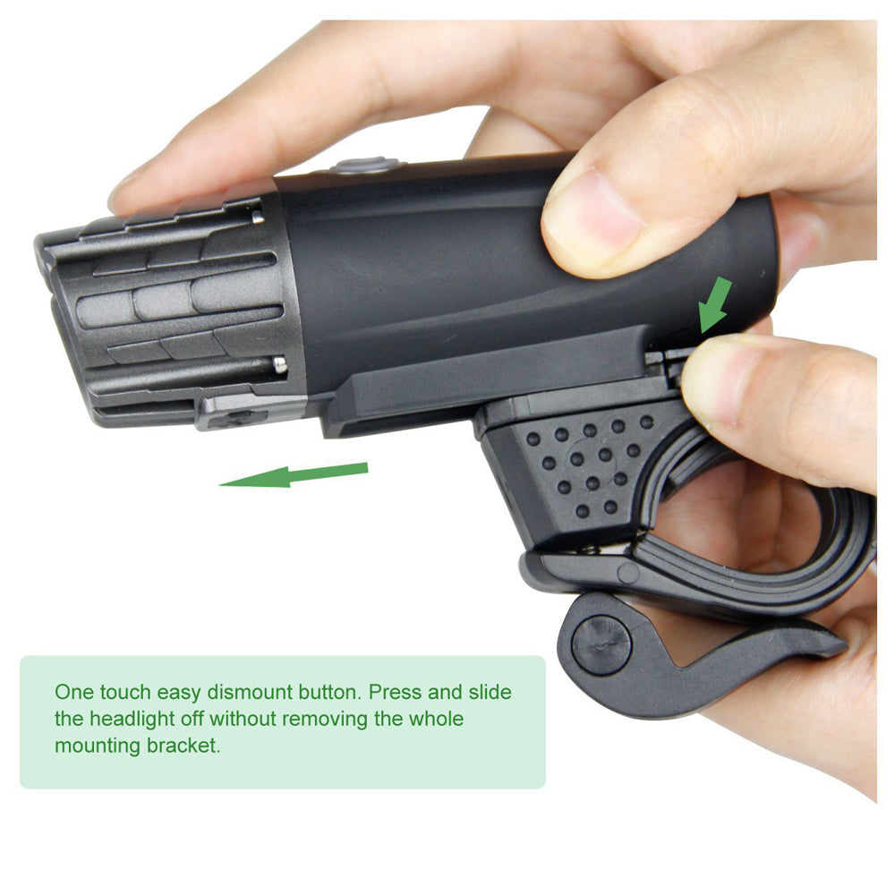 Ivory Coeus USB rechargeable head and tail light set with four LED modes for outdoor sports and safety visibility.