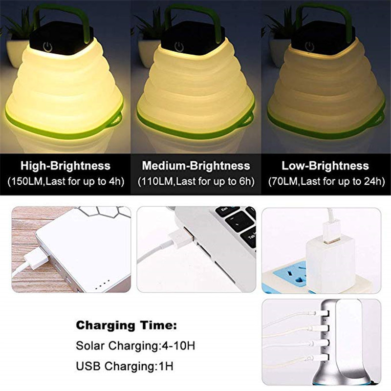 Lilac Milo portable LED solar camping lantern, collapsible outdoor light with bright illumination for camping and outdoor activities.