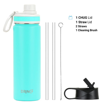 Orchid Lavender DRINCO 22oz stainless steel sport water bottle in teal with a sleek, insulated design and screw-on lid for on-the-go hydration.