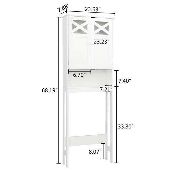 Lilac Milo bathroom double door fork toilet cabinet with storage shelves, white finish, and modern design for bathroom organization.