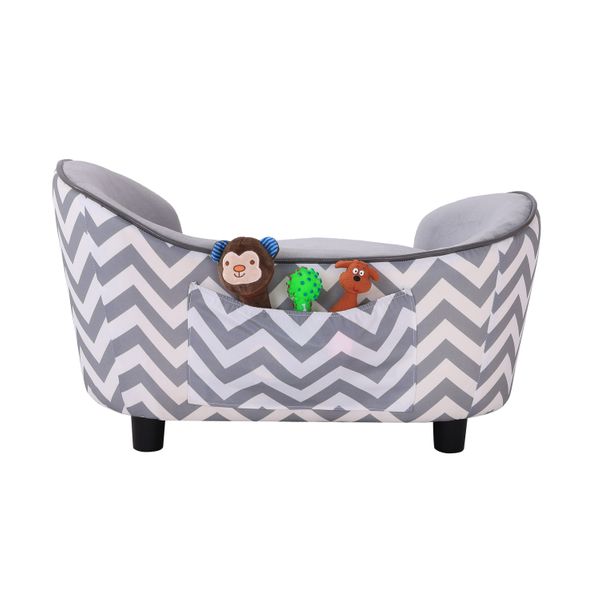 Taupe Shadow PawHut pet soft warm sofa bed for dogs and puppies, elevated design with plush cushioning and raised sides.