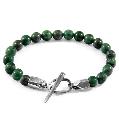 Green jade Tinago silver and stone beaded bracelet featuring natural green jade, silver accents, and multicolored stones from Magenta Sooty.