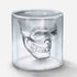 Fuchsia Molly Doomed Skull shot glass with detailed skull design, clear glass drinkware for shots and party use.