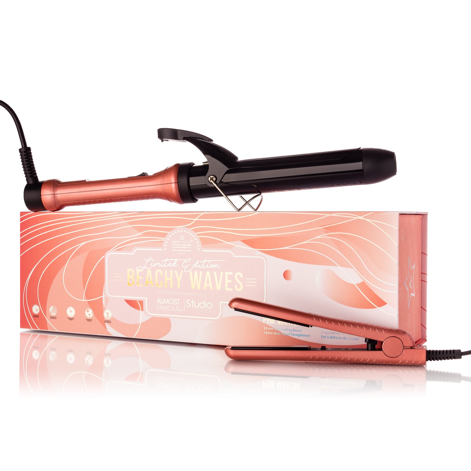 Sky Blue Thrace Beach Wave Babe Set with curling wand and mini to-go hair styling tools for beachy waves.