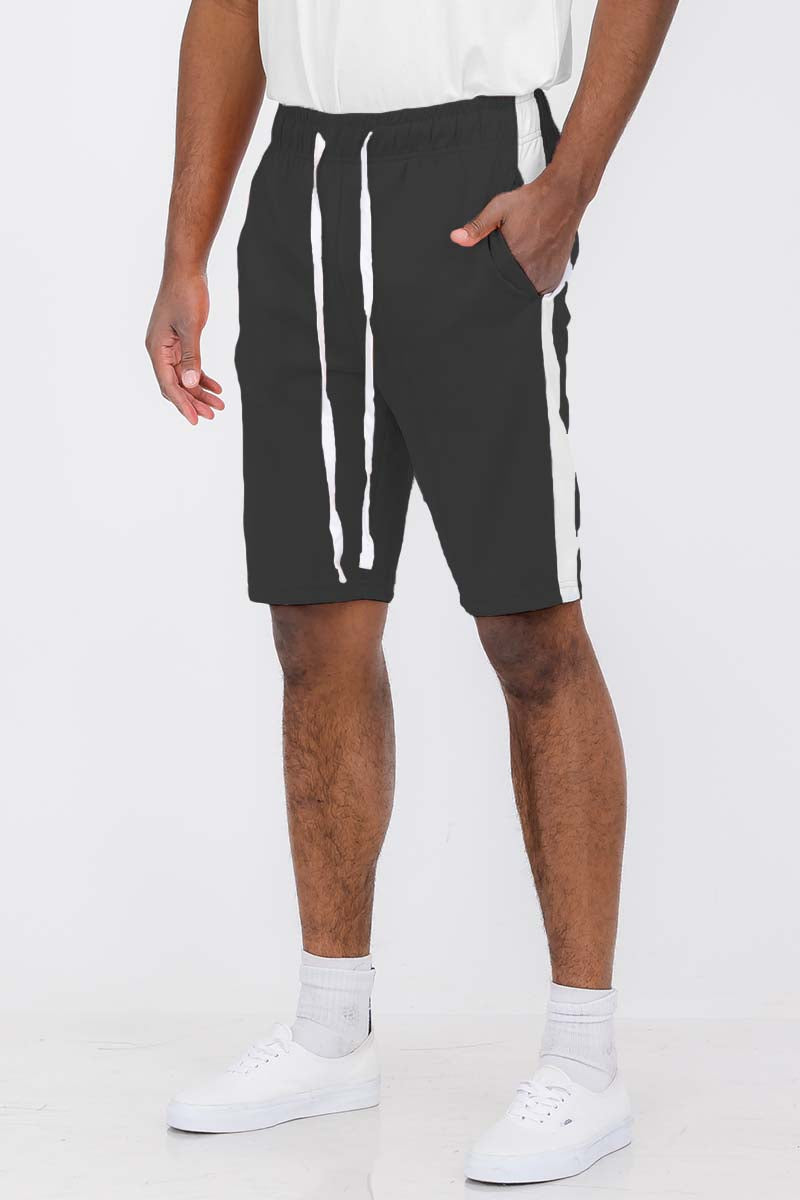 Lime Milo single stripe shorts with a relaxed fit, featuring a single stripe design, in casual style perfect for summer wear.