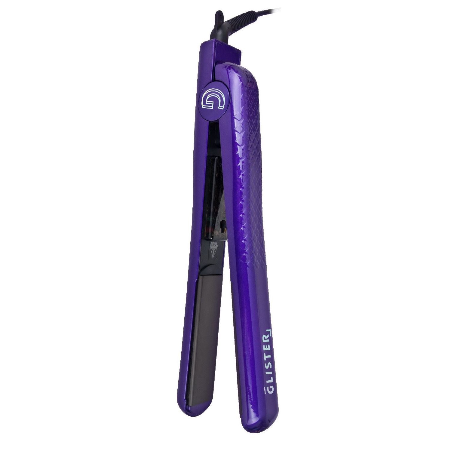 Sky Blue Thrace Paradise Flat Iron with Tourmaline Gemstone infusion, ultraviolet hair straightener, sleek black design with digital controls.