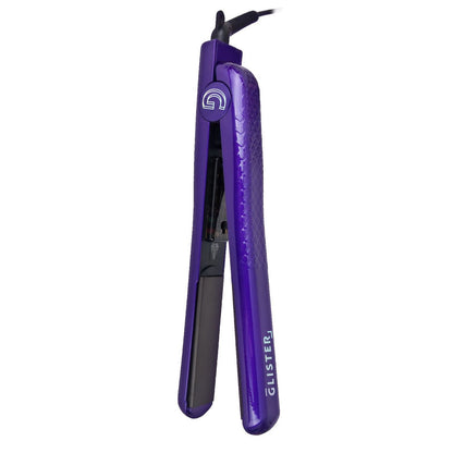 Sky Blue Thrace Paradise Flat Iron with Tourmaline Gemstone infusion, ultraviolet hair straightener, sleek black design with digital controls.