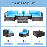 Outsunny 7-piece rattan outdoor sofa set by Taupe Shadow featuring a patio furniture with cushions and woven rattan design.